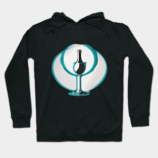 Elegant Wine Bottle and Glass Silhouette Design No. 654 Hoodie